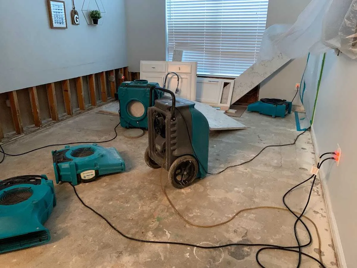 Dehumidifier in flood-cut room for Water Damage Restoration in Mount Pleasant